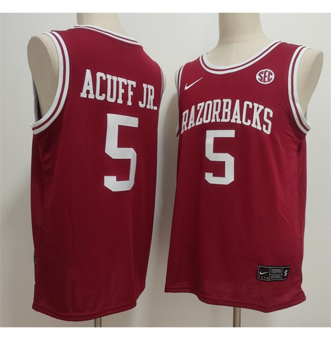 Men's Arkansas Razorbacks #5 Darius Acuff Jr. Red Stitched Football Jersey
