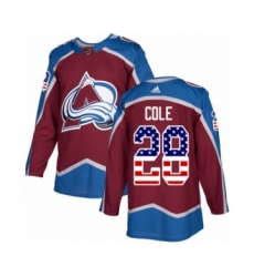 Men's Adidas Colorado Avalanche #28 Ian Cole Authentic Burgundy Red USA Flag Fashion NHL Jersey