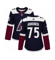 Women's Adidas Colorado Avalanche #75 Justus Annunen Premier Navy Blue Alternate NHL Jersey