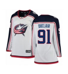 Women's Columbus Blue Jackets #91 Anthony Duclair Authentic White Away Fanatics Branded Breakaway NHL Jersey