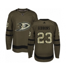 Men's Adidas Anaheim Ducks #23 Brian Gibbons Authentic Green Salute to Service NHL Jersey