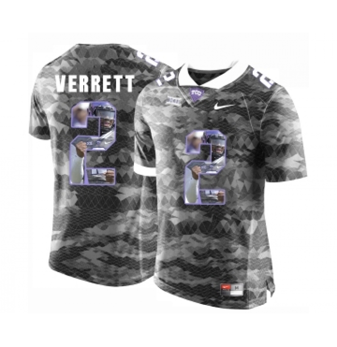 TCU Horned Frogs 2 Jason Verrett Gray With Portrait Print College Football Limited Jersey