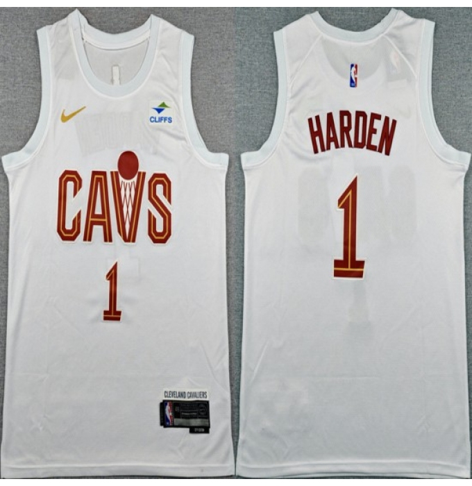 Men's Cleveland Cavaliers #1 James Harden White 2026 Association Edition Stitched Stitched Jersey