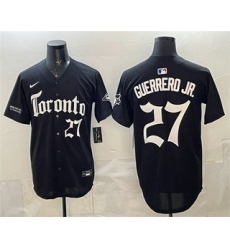 Men's Toronto Blue Jays #27 Vladimir Guerrero Jr Black Gothic North Edition Limited Stitched Baseball Jersey