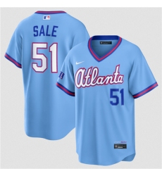 Men's Atlanta Braves #51 Chris Sale Powder Blue 2026 City Connect Stadium Stitched Baseball Jersey