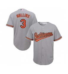 Men's Baltimore Orioles #3 Cedric Mullins Replica Grey Road Cool Base Baseball Jersey