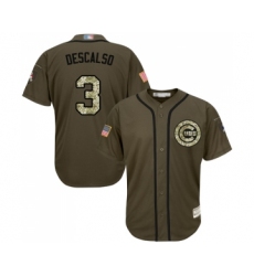 Women's Chicago Cubs #3 Daniel Descalso Authentic Green Salute to Service Baseball Jersey