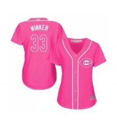 Women's Cincinnati Reds #33 Jesse Winker Replica Pink Fashion Cool Base Baseball Jersey