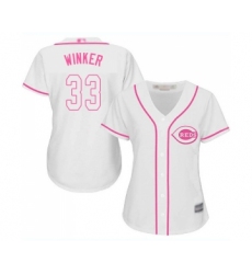 Women's Cincinnati Reds #33 Jesse Winker Replica White Fashion Cool Base Baseball Jersey