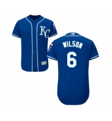 Men's Kansas City Royals #6 Willie Wilson Royal Blue Alternate Flex Base Authentic Collection Baseball Jersey