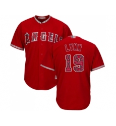 Men's Los Angeles Angels of Anaheim #19 Fred Lynn Authentic Red Team Logo Fashion Cool Base Baseball Jersey