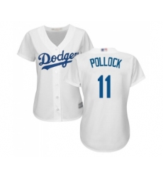 Women's Los Angeles Dodgers #11 A. J. Pollock Authentic White Home Cool Base Baseball Jersey