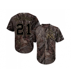 Men's Miami Marlins #21 Curtis Granderson Authentic Camo Realtree Collection Flex Base Baseball Jersey