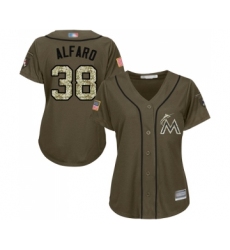 Women's Miami Marlins #38 Jorge Alfaro Authentic Green Salute to Service Baseball Jersey