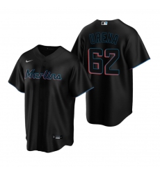 Men's Nike Miami Marlins #62 Jose Urena Black Alternate Stitched Baseball Jersey