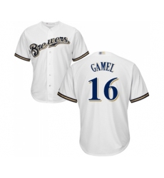 Men's Milwaukee Brewers #16 Ben Gamel Replica White Alternate Cool Base Baseball Jersey