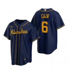 Men's Nike Milwaukee Brewers #16 Ben Gamel Navy Alternate Stitched Baseball Jersey