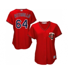 Women's Minnesota Twins #64 Willians Astudillo Replica Scarlet Alternate Cool Base Baseball Jersey