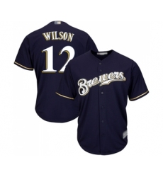 Youth Milwaukee Brewers #12 Alex Wilson Replica Navy Blue Alternate Cool Base Baseball Jersey