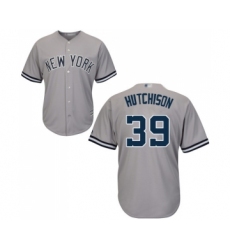 Youth New York Yankees #39 Drew Hutchison Authentic Grey Road Baseball Jersey