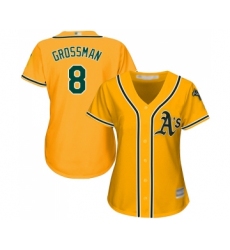 Women's Oakland Athletics #8 Robbie Grossman Replica Gold Alternate 2 Cool Base Baseball Jersey