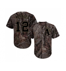 Youth Oakland Athletics #12 Kendrys Morales Authentic Camo Realtree Collection Flex Base Baseball Jersey