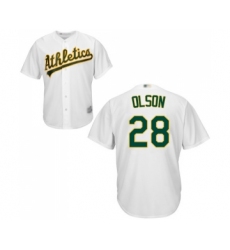 Youth Oakland Athletics #28 Matt Olson Replica White Home Cool Base Baseball Jersey