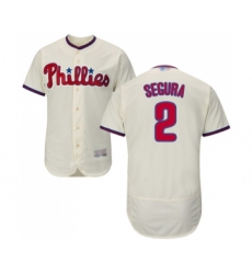 Men's Philadelphia Phillies #2 Jean Segura Cream Alternate Flex Base Authentic Collection Baseball Jersey