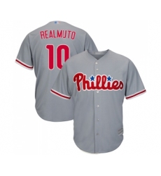 Youth Philadelphia Phillies #10 J. T. Realmuto Replica Grey Road Cool Base Baseball Jersey