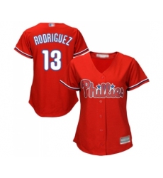 Women's Philadelphia Phillies #13 Sean Rodriguez Replica Red Alternate Cool Base Baseball Jersey