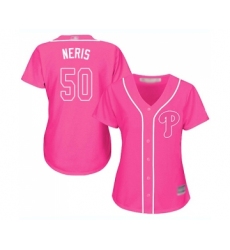 Women's Philadelphia Phillies #50 Hector Neris Replica Pink Fashion Cool Base Baseball Jersey