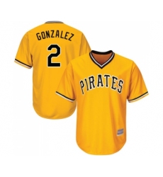 Youth Pittsburgh Pirates #2 Erik Gonzalez Replica Gold Alternate Cool Base Baseball Jersey