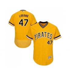 Men's Pittsburgh Pirates #47 Francisco Liriano Gold Alternate Flex Base Authentic Collection Baseball Jersey
