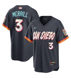 Men's San Diego Padres #3 Jackson Merrill Obsidian 2026 City Connect Stadium Limited Stitched Baseball Jersey