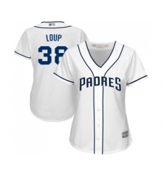Women's San Diego Padres #38 Aaron Loup Replica White Home Cool Base Baseball Jersey