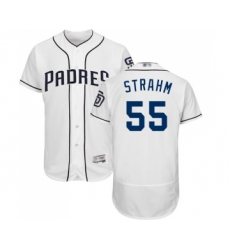 Men's San Diego Padres #55 Matt Strahm White Home Flex Base Authentic Collection Baseball Jersey