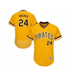 Men's Pittsburgh Pirates #24 Chris Archer Gold Alternate Flex Base Authentic Collection Baseball Jersey