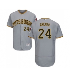 Men's Pittsburgh Pirates #24 Chris Archer Grey Road Flex Base Authentic Collection Baseball Jersey