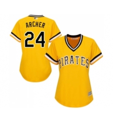 Women's Pittsburgh Pirates #24 Chris Archer Replica Gold Alternate Cool Base Baseball Jersey