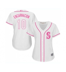 Women's Seattle Mariners #10 Edwin Encarnacion Replica White Fashion Cool Base Baseball Jersey