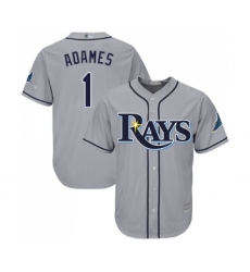 Youth Tampa Bay Rays #1 Willy Adames Replica Grey Road Cool Base Baseball Jersey