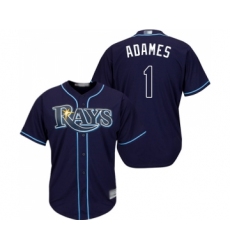 Youth Tampa Bay Rays #1 Willy Adames Replica Navy Blue Alternate Cool Base Baseball Jersey