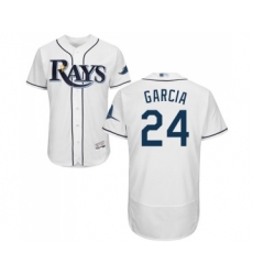 Men's Tampa Bay Rays #24 Avisail Garcia Home White Home Flex Base Authentic Collection Baseball Jersey