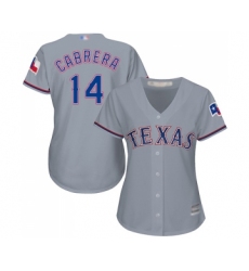 Women's Texas Rangers #14 Asdrubal Cabrera Replica Grey Road Cool Base Baseball Jersey