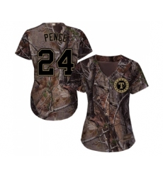Women's Texas Rangers #24 Hunter Pence Authentic Camo Realtree Collection Flex Base Baseball Jersey