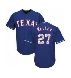 Men's Texas Rangers #27 Shawn Kelley Authentic Royal Blue Team Logo Fashion Cool Base Baseball Jersey