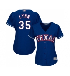 Women's Texas Rangers #35 Lance Lynn Replica Royal Blue Alternate 2 Cool Base Baseball Jersey