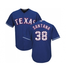 Men's Texas Rangers #38 Danny Santana Authentic Royal Blue Team Logo Fashion Cool Base Baseball Jersey