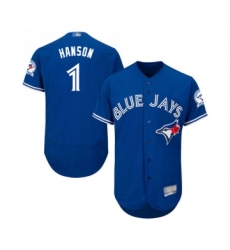 Men's Toronto Blue Jays #1 Alen Hanson Royal Blue Alternate Flex Base Authentic Collection Baseball Jersey