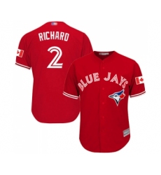 Youth Toronto Blue Jays #2 Clayton Richard Replica Scarlet Alternate Baseball Jersey